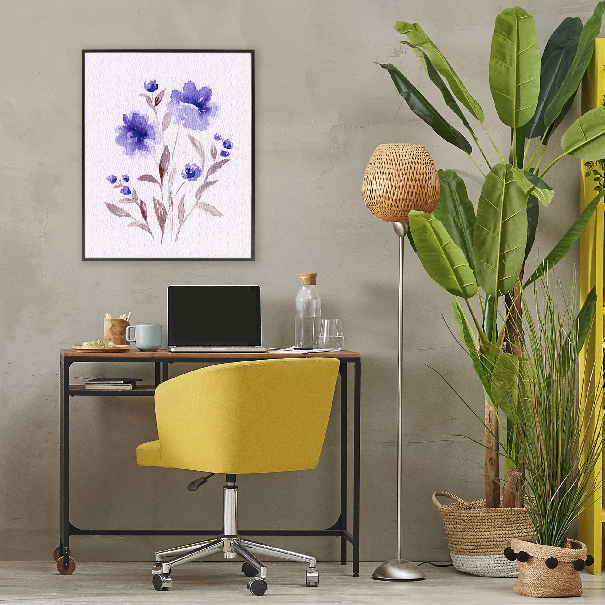 Stupell Industries Blooming Purple Flowers Black Framed Giclee Art, design by Leah Noel Art