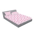 thumbnail image 2 of Ambesonne Floral Fitted Sheet & Pillow Sham Set, Pink Blossoms Dotted Petals, Queen, Pale Pink Magenta, 2 of 2