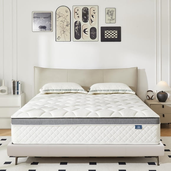 Happiland Matelas Double, Matelas Hybride en Mousse Mémoire de 10 Pouces en Boîte, avec Ressorts Ensachés Individuels Améliorés, Soulagement de la Pression, Confort Respirant et Durable, CertiPUR-US