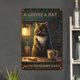 thumbnail image 2 of Placa Metal Vintage Pintura Hierro Rectangular Gato Arte Pared Bar para El 20x30cm, 2 of 9