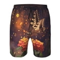 thumbnail image 4 of Kll Butterfly Sitting On A Flower Men'S Casual Summer Beach Shorts Hawaiian Shorts With Pockets-Small, 4 of 9