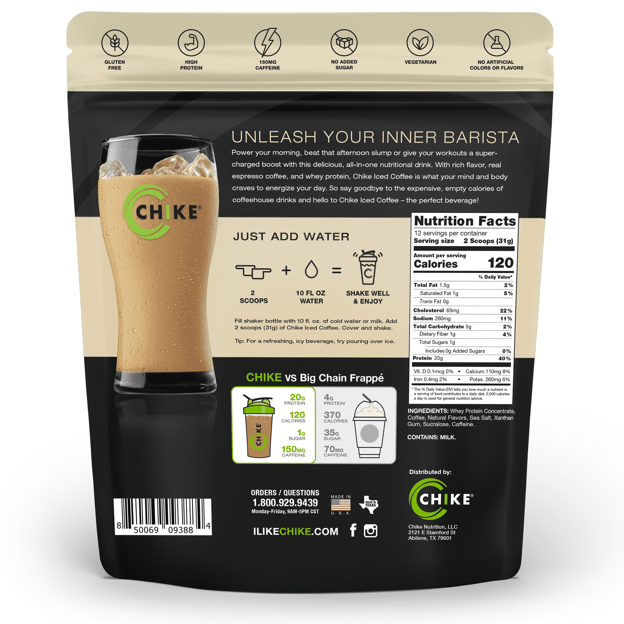 Chike Vanilla Protein Iced Coffee with Real Espresso, 20g Protein, 12 Servings