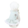 thumbnail image 2 of LYMAYTER Lace Hem Checkered Pattern Button Decor Spring Summer Pet Cartoon Embroidered Lace-up Design Puppy Sling Skirt Cute Pet, 2 of 7