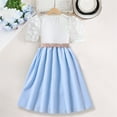 thumbnail image 4 of Mikilon Girls Pachwork Color Lace Dress Size 8-11 Years Floral Puff-sleeved Round Neck Dress, 4 of 7