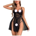 thumbnail image 3 of BONIXOOM Christmas Pajamas For Family Pajamas For Women Sleepwear None Sleeveless Solid Jumpsuit Black M, 3 of 5