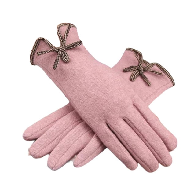 sweethay 2 pares de guantes de invierno para mujer, pantalla táctil térmica, bicicleta de montaña, correr, nieve, esquí, montar en bicicleta, mitones guantes y mitones Lazo rosa sweethay AP013228-06