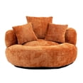 thumbnail image 4 of Chenille Bean Bag Chair, Modern Bean Bag Round Sofa Chair with 3 Pillows, Leisure Sofa Chair with Foam Filled and High Backrest, Comfortable Couch for Living Room, Bedroom, Office (Orange Chenille), 4 of 9