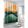 thumbnail image 3 of Boanket Polyester Fabric Green Orange Mountain Shower Curtain, Sunset Birds Abstract Art Waterproof Bathtub Curtain Bathroom Decor Set with Hooks 72 x 96 Inches,, 3 of 6