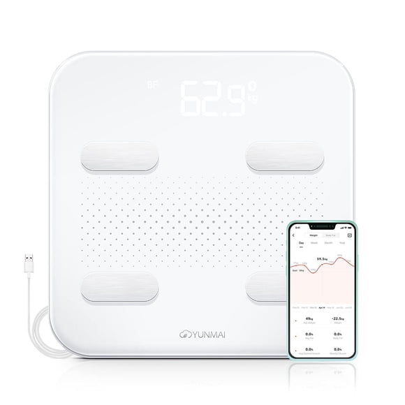 Yunmai Bluetooth 4.0 Smart Scale and Body Fat Monitor, White