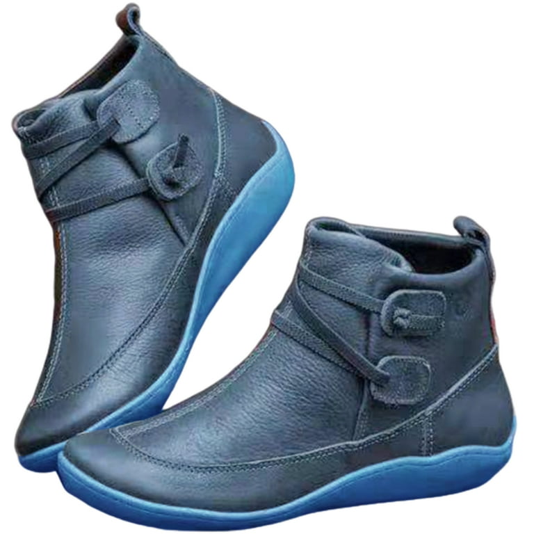 Blue flat deals ankle boots