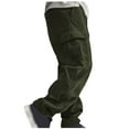 thumbnail image 7 of Men's Work Pants Men's And Linen Elastic Waist Blended Breathable Comfortable Soft Cargo Pocket Casual Trousers Full Length Pants Work Pants for Men Plus Size Army Green 3XL, 7 of 7