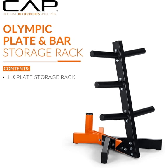 Cap Barbell Olympic Plate Tree Storage Rack, Multiple Colors