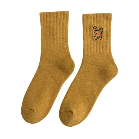 

Rovga Women Cute Embroidery Socks Tube Socks Thick Warm Terry Socks Socks