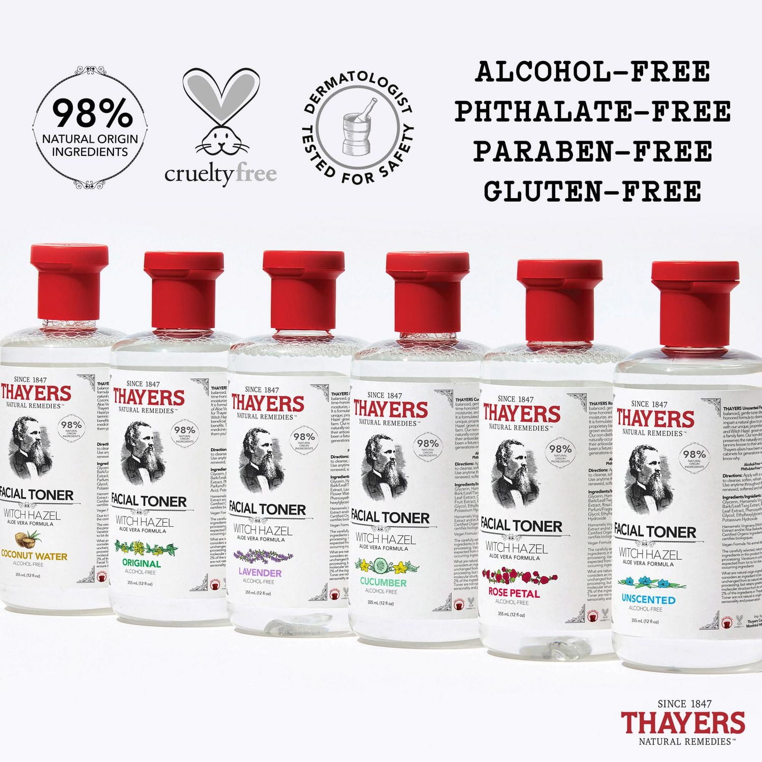 THAYERS Coconut Water Facial Toner Alcohol-Free Witch Hazel Aloe Vera Formula 355mL, Alcohol-Free Facial Toner