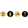 thumbnail image 2 of Darling Souvenir DIY Sacrament Baptism Theme&nbsp;Stickers chocolate&nbsp;Candy Labels 190 Pcs-Black & Golden, 2 of 2