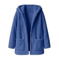 thumbnail image 4 of Fewfanhot Womens Clothes Fleece Sherpa Fuzzy Winter Warm Coat Hooded with Pockets, 4 of 7