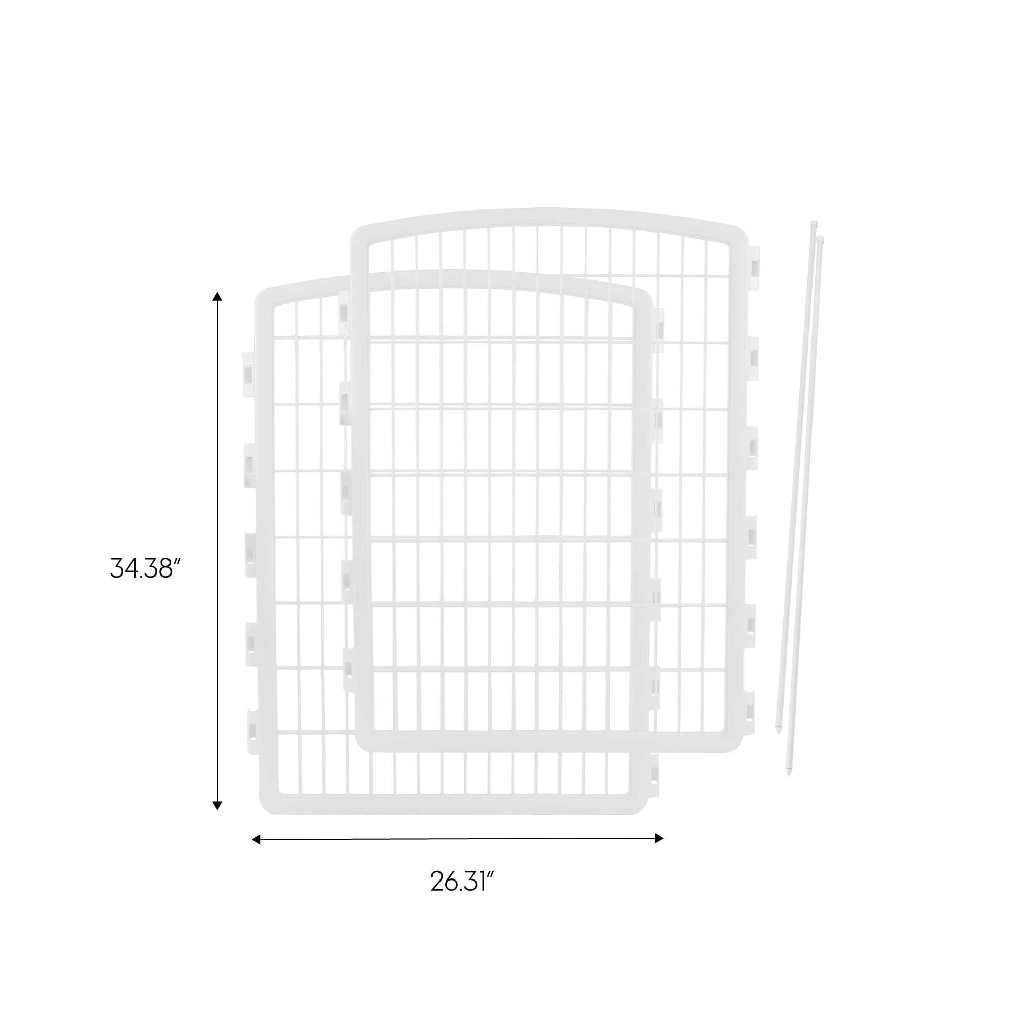 IRIS USA 34'' Pet Playpen 2 Panel Add-On with Connecting Rods, Dog Playpen, Puppy Small Medium Dogs, Heavy-Duty Molded Plastic, Rust-Free, White