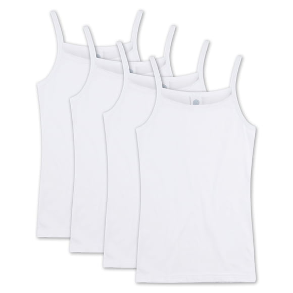 Sanetta Camiseta Niña, Paquete de 4 - Camiseta sin Brazos, Top Blanco 176