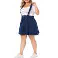 thumbnail image 4 of Agnes Orinda Women's Plus Size Adjustable Strap Jeans Suspender Cross Back Mini Denim A-Line Skirts, 4 of 5