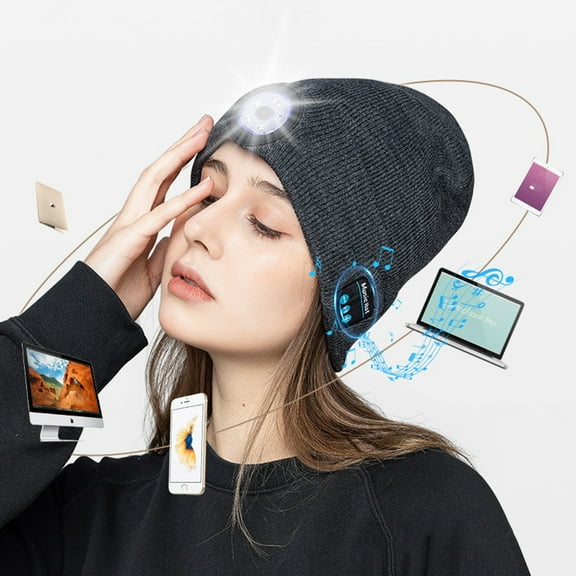 Zukuco LED Bluetooth Beanie Hat Rechargeable Winter Music Beanie Cap for Women Men Camping Running Fishing Outdoor