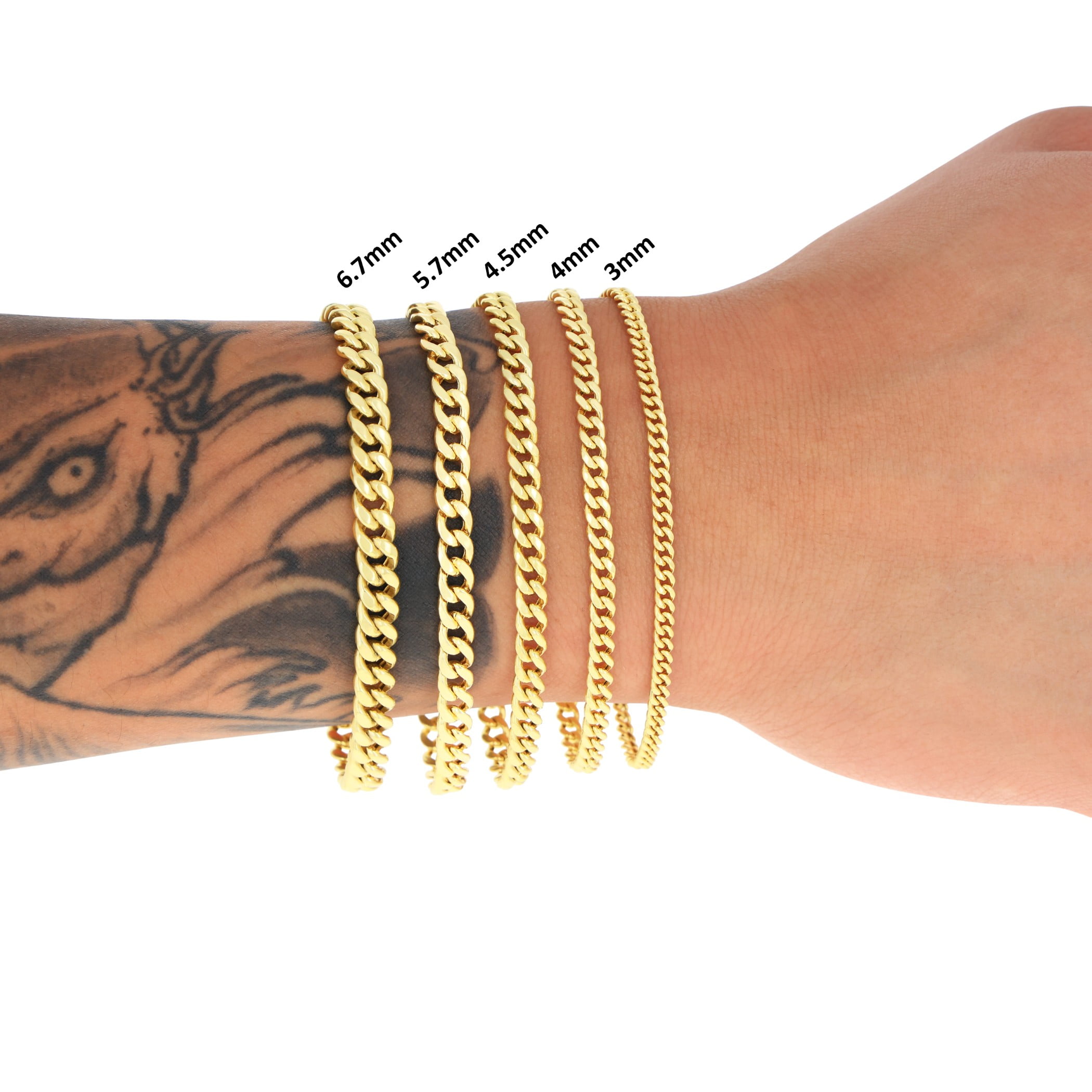 Nuragold 14K Real Yellow Gold Miami Cuban Lightweight Link Chain Bracelet 7"-9" (3mm-12.6mm) Italian Jewelry for Men & Women
