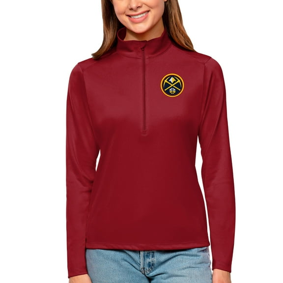Women's Antigua Red Denver Nuggets Tribute Half-Zip Top
