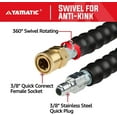 thumbnail image 3 of YAMATIC 3/8" Pressure Washer Hose 50 FT with Swivel Quick Connect For Cold & Hot Water Max 250°F, 4000 PSI Commercial Grade Steel Wire Braided & Synthetic Rubber Jacket, Kink-Free, 3 of 8
