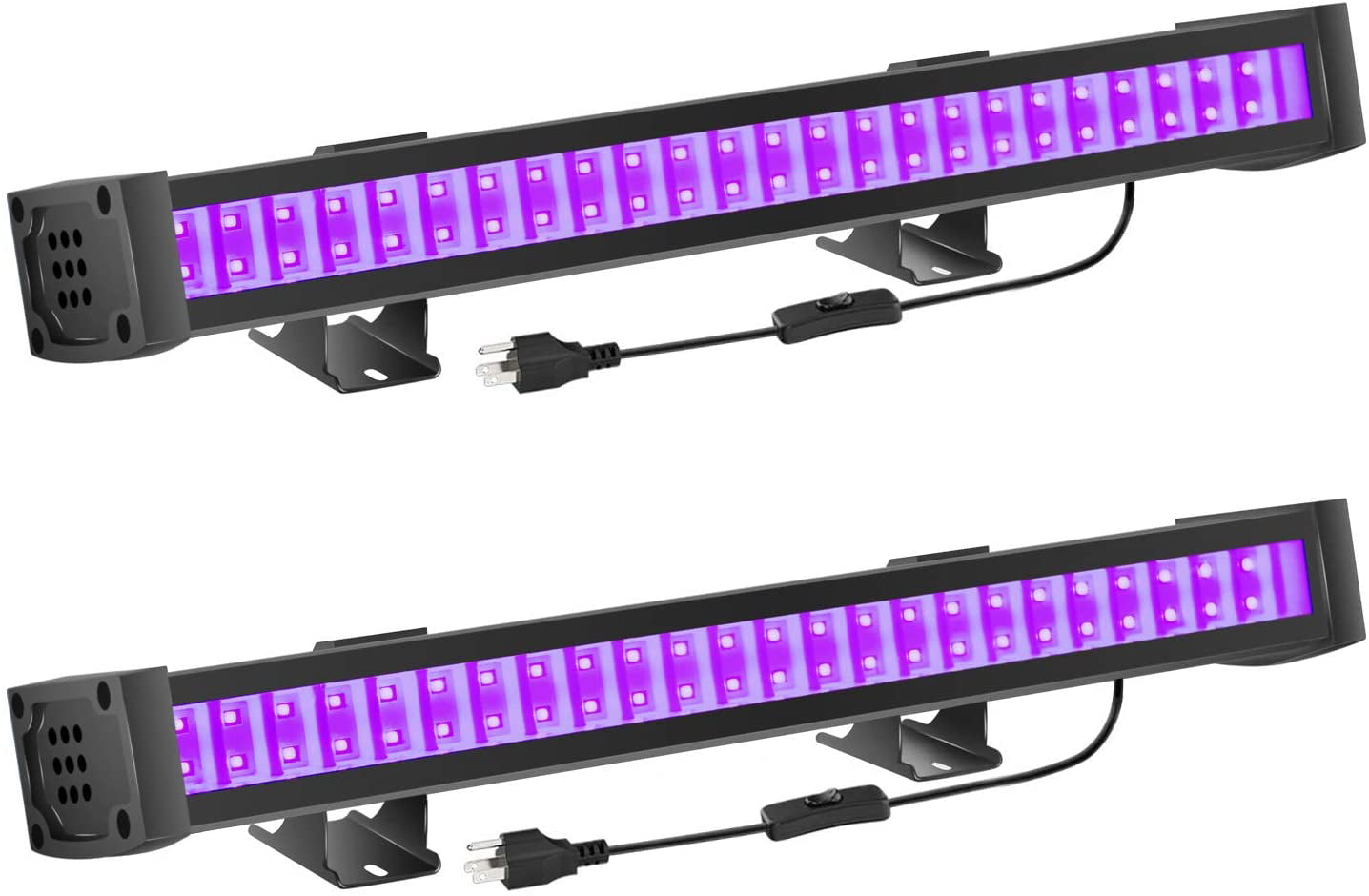 FAISHILAN 4 Pack UV LED Black Light 24W Blacklight Bar with 5Ft US Plug & Glow 