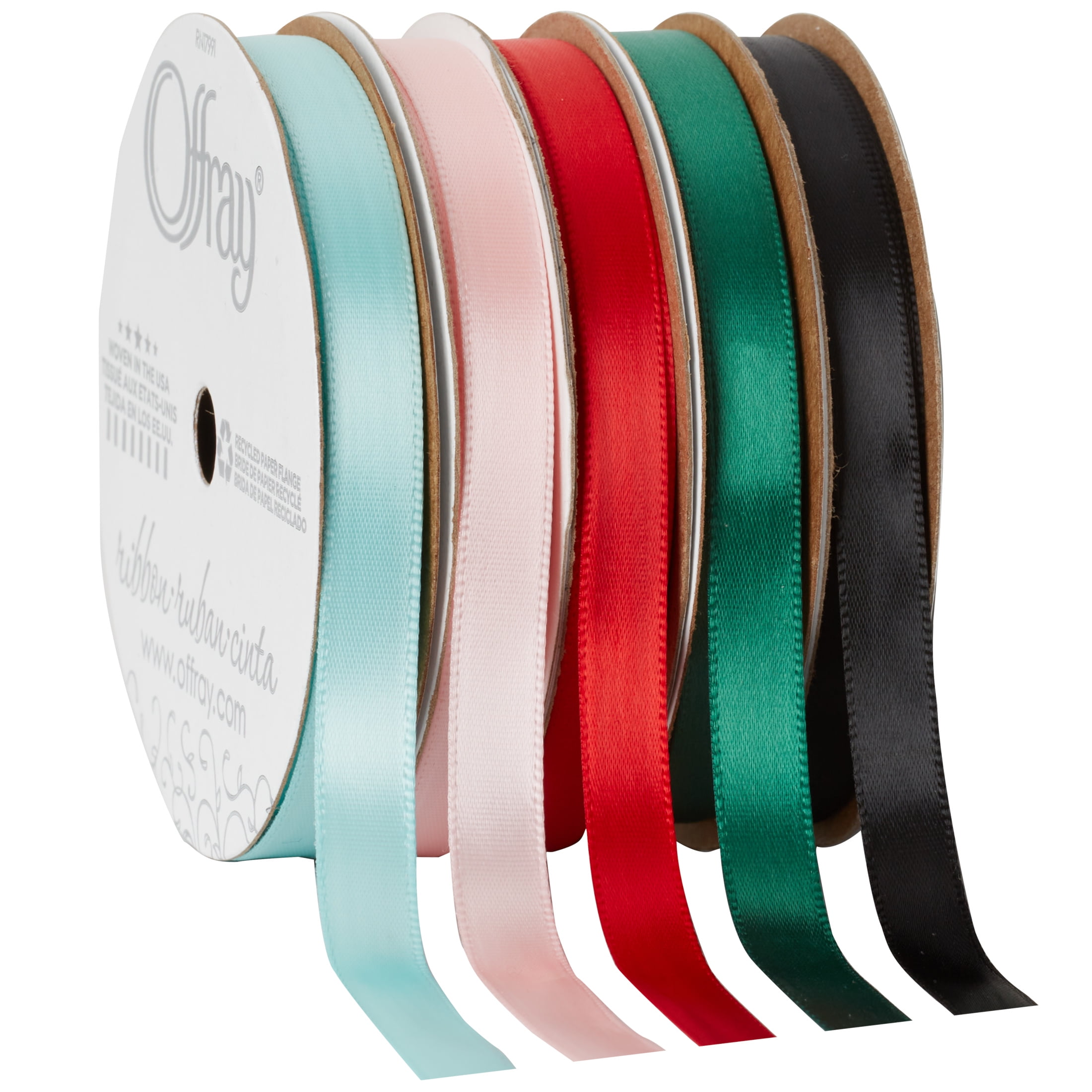 Offray Ribbon, Pink 5/8 inch Single Face Satin Polyester Ribbon, 18 feet