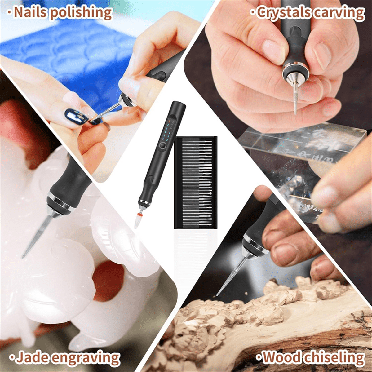 Symkmb Engraving Pen with 37 Bits, USB Rechargeable Cordless- Engraving Tool, Portable DIY Rotary Engraver Black Metal Black
