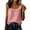 Pink, variant on CAIVO Women Casual Round Neck T Shirt With Lace Trim Short Sleeve Blouse Soft Everyday Basic Tops Fly Sleeve O-Neck Solid Color Fashionable T-Shirts