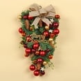 thumbnail image 4 of Christmas Teardrop Wreath for Front Door, Artificial Teardrop Door Swag, Winter Garland Xmas Hanging Decorations with Ball Ornaments, Pine Cones, Bows, Merry Xmas Sign Outdoor Indoor Home Decor, 4 of 9