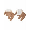 thumbnail image 4 of Loicainy Baby Toddler Boys Fall Clothes Sets 3 6 12 18 24 Months 2T 3T Long Sleeve O Neck Patchwork Pullover Solid Color Pants Outfits, 4 of 10