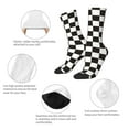 thumbnail image 4 of Balery Black and White Checkerboard Calcetas Largas con Estampado para Hombre y Mujer – Suaves y Transpirables, Talla Única (US 5-11), 4 of 6