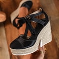 thumbnail image 4 of Dakaela Womens Espadrille Platform Wedge Sandals 2026 Ankle Lace Summer Dressy Sandal 4.53 Inch Arch Support Casual High Heels Size 6-10, 4 of 7