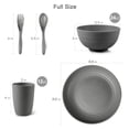 thumbnail image 3 of Loobuu Wheat Straw Dinnerware Sets (20PCS) - Lightweight & Unbreakable Dinnerware Set - Microwave Safe Plates Set  Bowls  Cups  Forks and Spoons  Service for 4  Great for Kids & Adult, 3 of 6