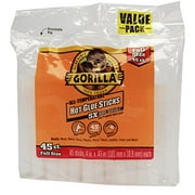 Gorilla Hot Glue Sticks, Full Size, 4" Long x .43" Diameter, 45 Count, Clear, (Pack of 1)
