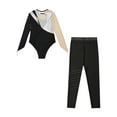 thumbnail image 4 of TSSOE Girls 2pcs Metallic Leotards with Legging Outfits Kids Long Sleeve Ballet Unitards Bodysuit Dancewear Silver 8, 4 of 5