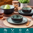 thumbnail image 2 of MALACASA 16 Piece Dinnerware Set, Stoneware Tableware Set For 4, Dark Green Dishes Plate, 2 of 7