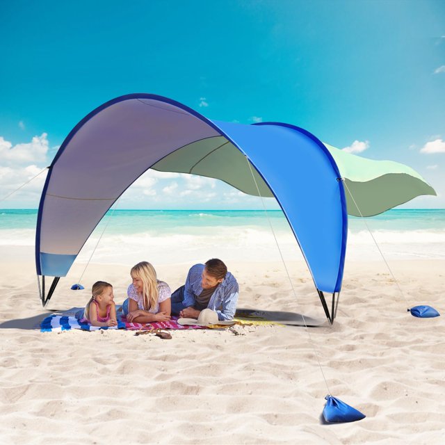 Carpa de playa TOBTOS Sun Shelter UPF50+ para 4-6 personas con sacos de arena