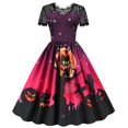 thumbnail image 1 of Vestido Retro de encaje para Halloween, disfraces de mujer de manga corta de los años 50 y 60, vestidos de fiesta Vintage con calavera y bruja, ropa aterradora para Halloween, Cosplay, 1 of 5