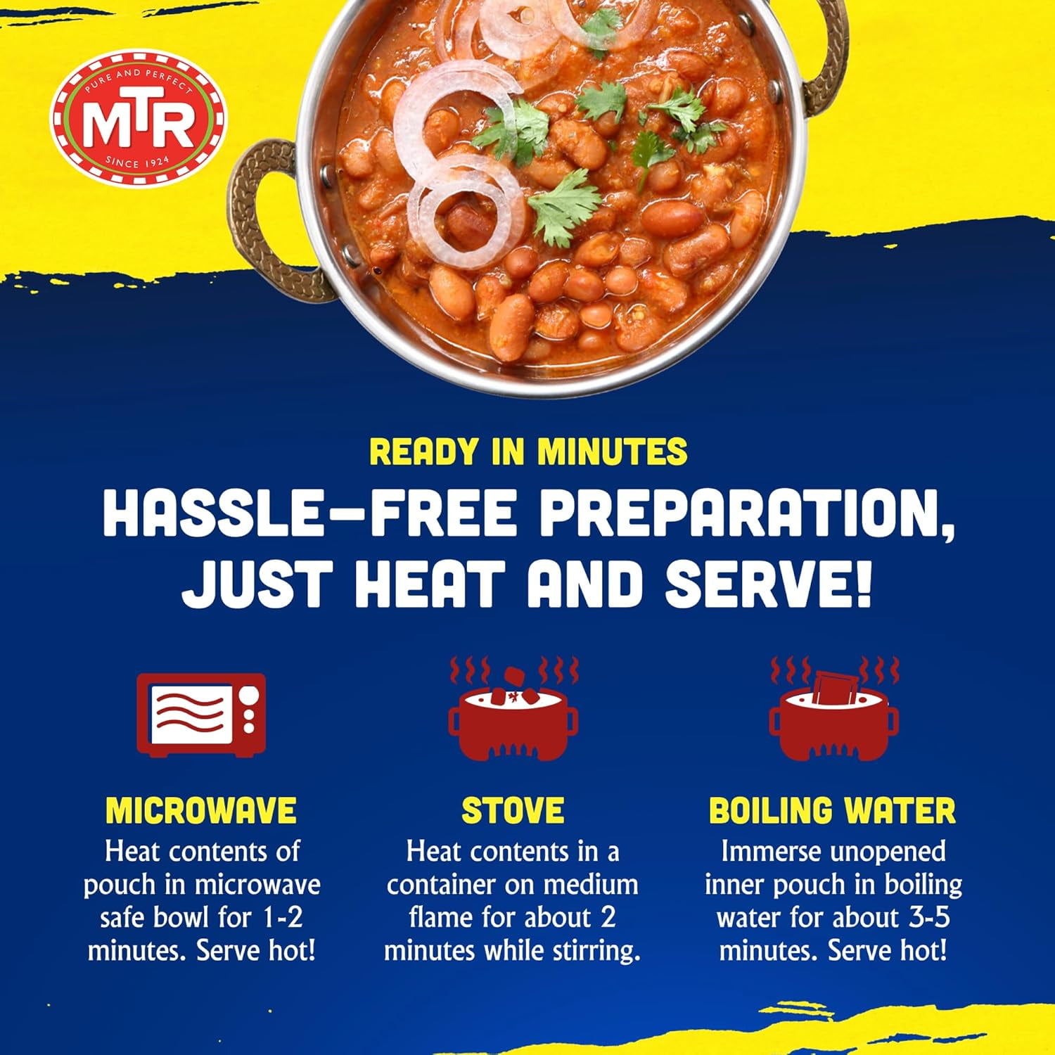 MTR Rajma Masala - Red Kidney Beans in Spiced Gravy - Authentic Indian Ready-to-Eat Meal - No Added Preservatives - A Quick Meal Suitable for Vegetarians, Ready in Minutes! (300g, Pack of 6)