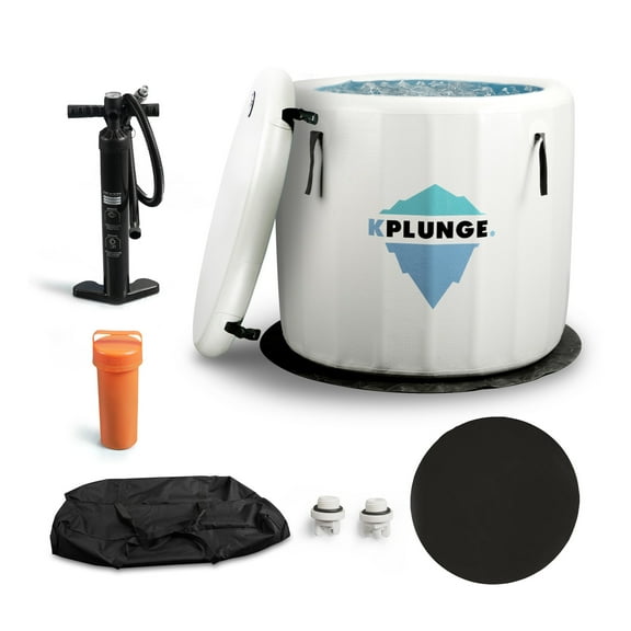 Arctic Fox 1-Person Inflatable Cold Plunge Ice Bath Tub/Hot Tub with PVC Insulated Lid, Pump, and Repair Kit in Gray