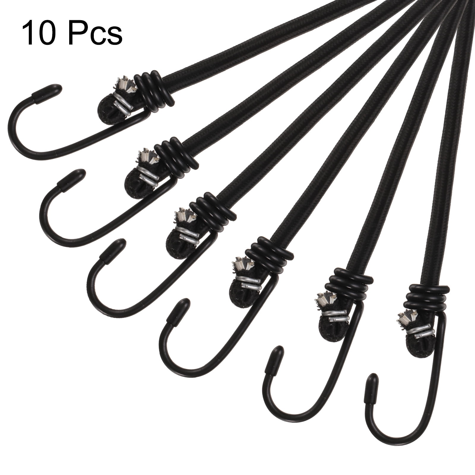 Uxcell 10Pcs Bungee Cord with Hooks 48" Rubber Bungee Cords for Outdoor Camping Straps, Black