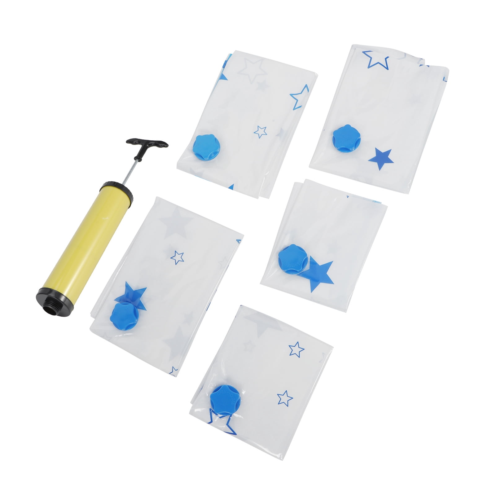 Suodoka 6-Piece Reusable Vacuum Storage Bag Set with Hand Pump for Quilt Clothes Blanket Bedding Space Saving