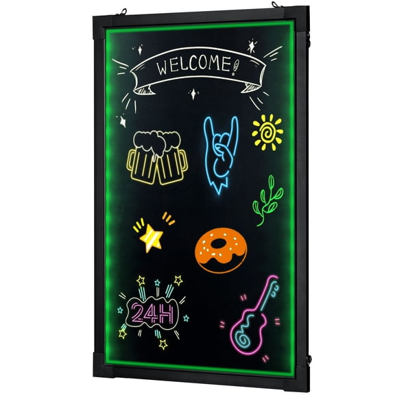LED glowing erasable neon effect writing board 16 × 12 inches with fluorescent chalk and remote control, family wedding store sign