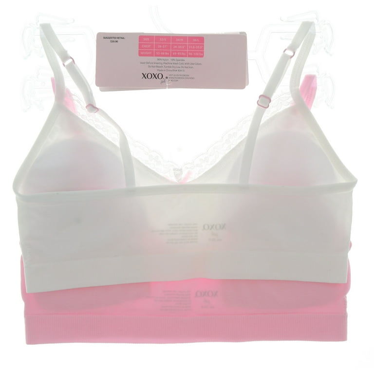 XOXO Girl's Lightly Lined Training Bra 2 Pack - Pink & White - Large 36A 