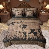Feelyou Farmhouse Dog Animal Twin Bedding Sets 7-Piece, Vintage Lodge Cabin Bedding Comforter Set, Rustic Hunting Theme Reversible Sheet Sets, Lightweight Room Decor