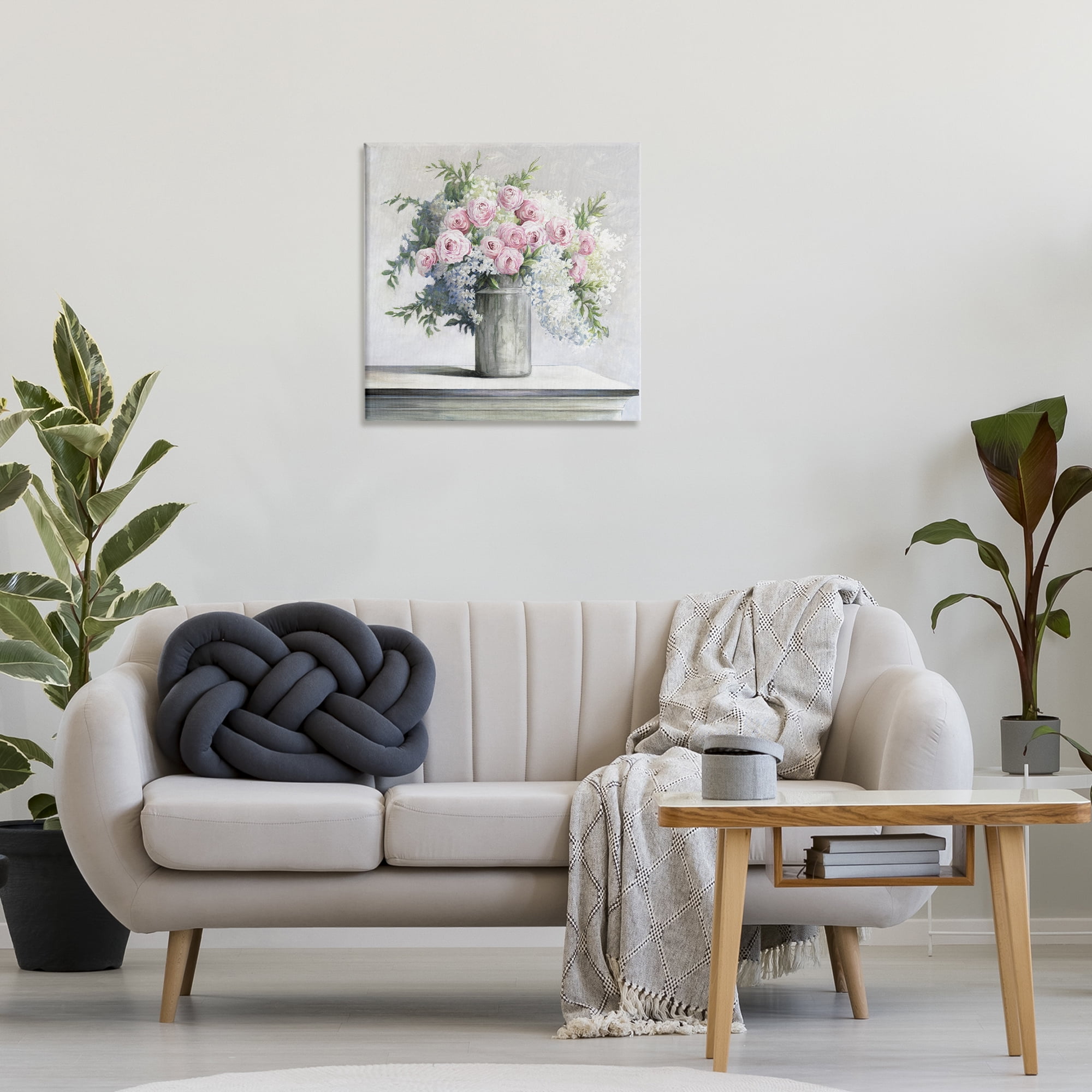 Stupell Industries Soft Pink Roses Botanical & Floral Painting Gallery Wrapped Canvas Art Print Wall Art, 24 x 24