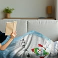thumbnail image 3 of Christmas Soft Flannel Fleece Throw Blanket, Jolly Snowman Under Full Moon Waving to Santa Claus with Reindeer Sleigh Kids, Cozy Plush for Indoor and Outdoor Use, 70" x 90", White Blue, by Ambesonne, 3 of 5